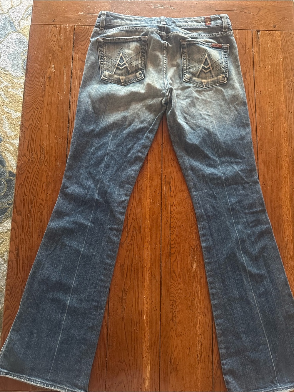 VTG 7 For All Mankind A Pocket Bootcut Jeans Size 29 Low Rise Y2K Whiskered